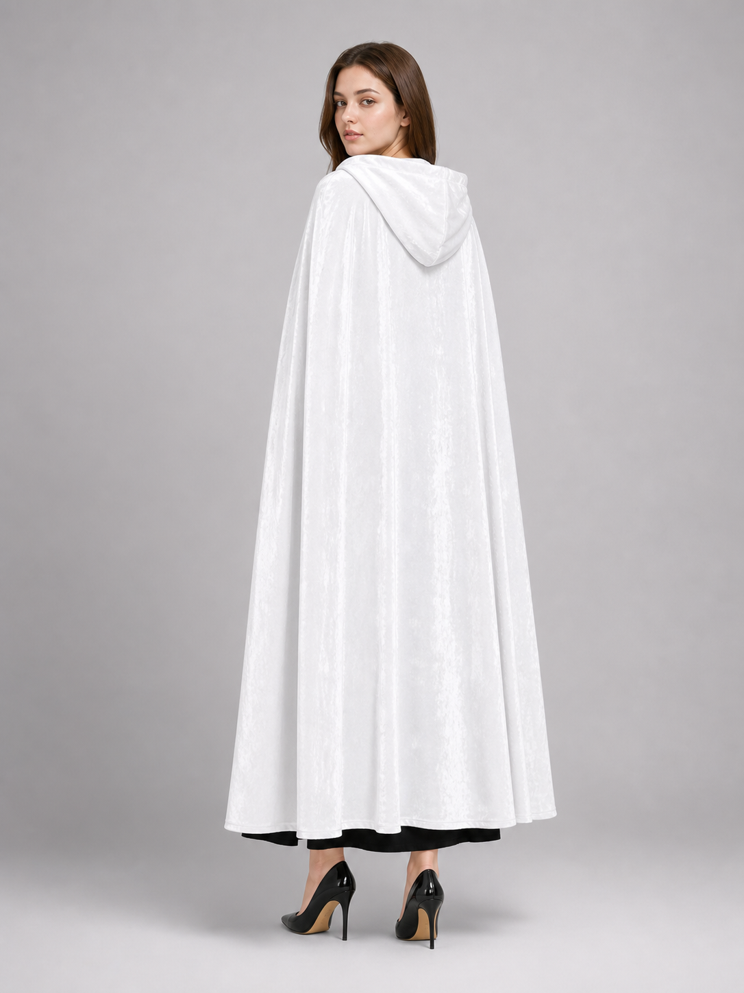 Long White Hooded Carnival Cloak