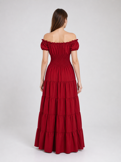 Medieval-Style Dress with a Tiered Skirt