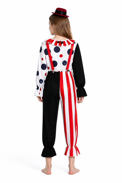 Clown Costume with Hat and Suspenders back view