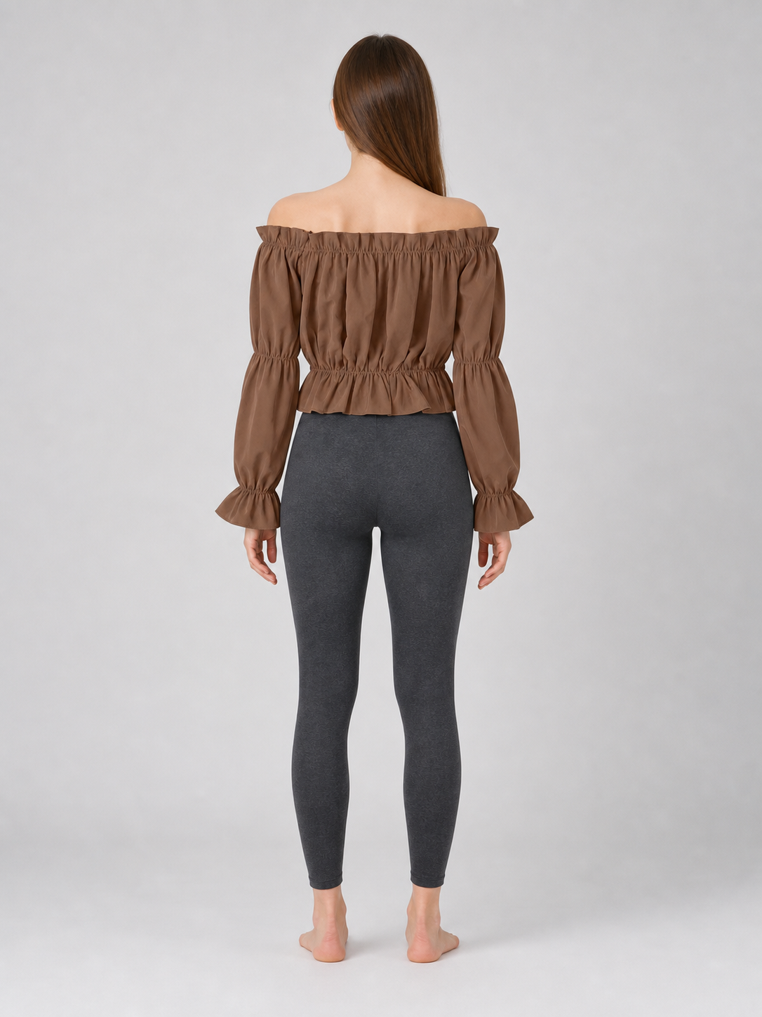 Cropped Off-the-Shoulder Blouse with Puff Sleeves