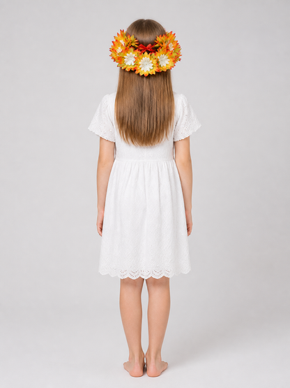 Carnival Headwear with Orange and White Flowers back view