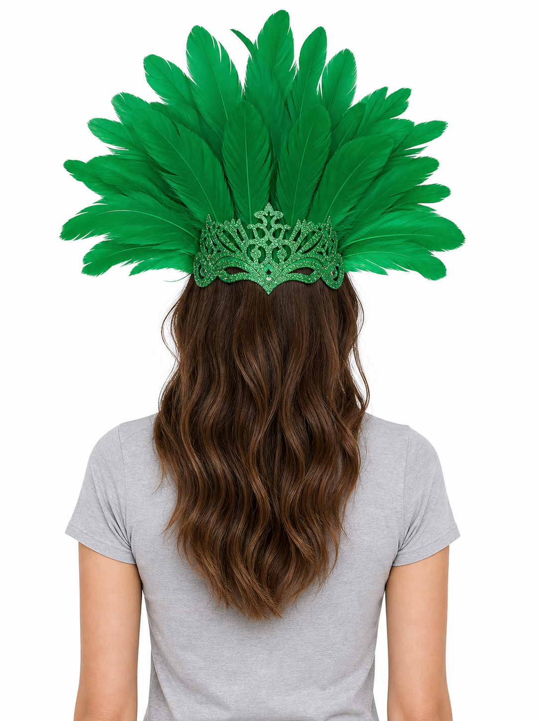 Feathered Headpiece with Mask for Masquerade