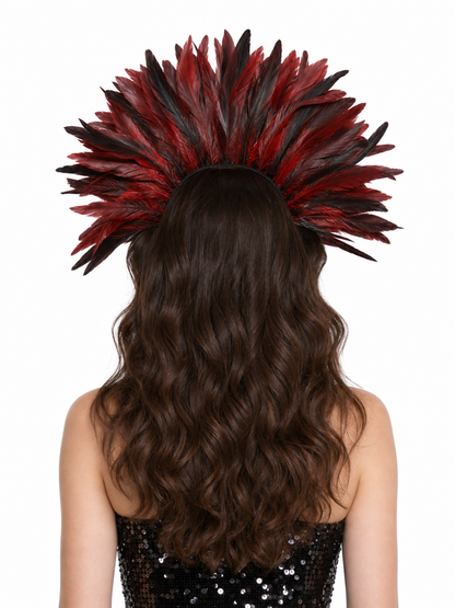 Carnival headpiece with red feathers