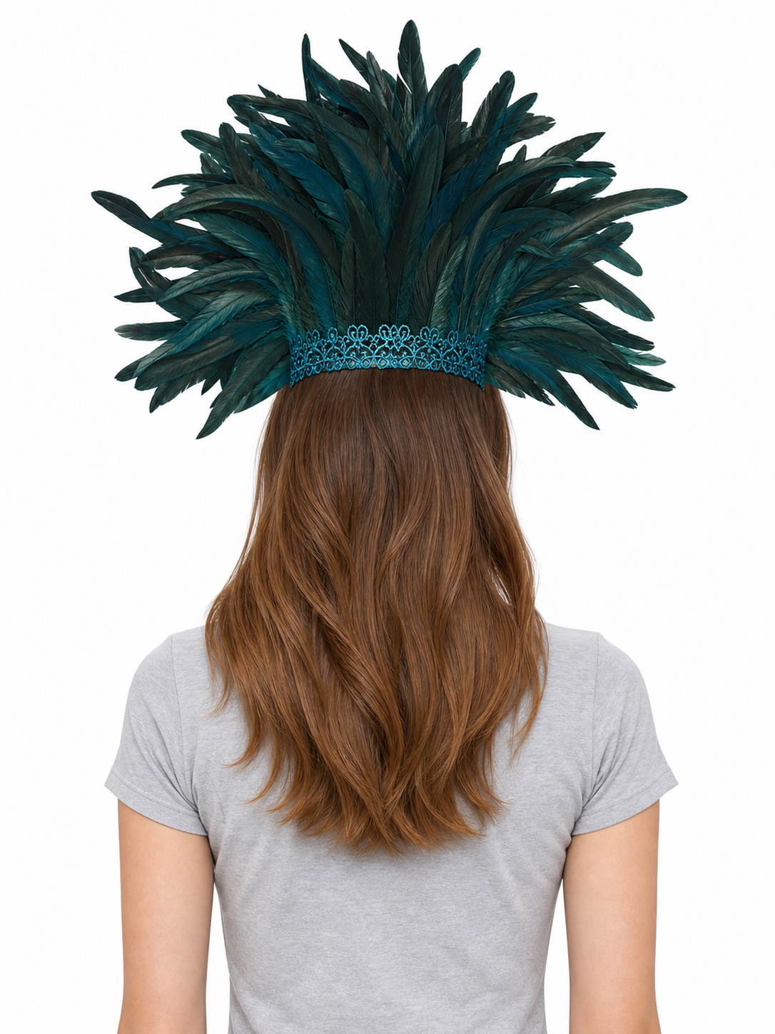 Carnival headpiece with feathers and a mask