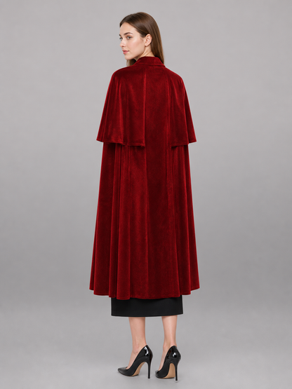 Burgundy Carnival Cape with a High Collar