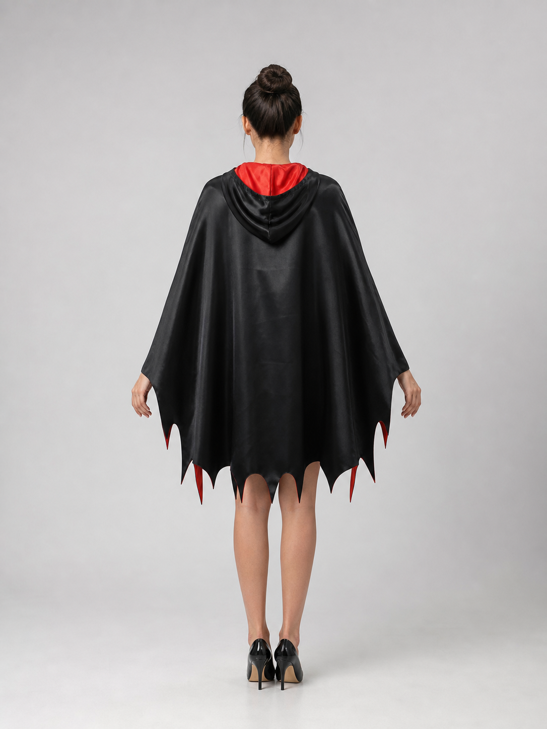 Hooded Vampire Cloak Cape, Red and Black