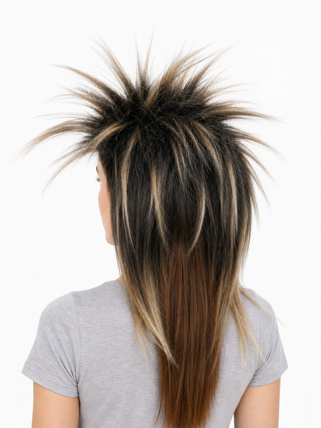 Black and blonde spiked mohawk wig product view 33