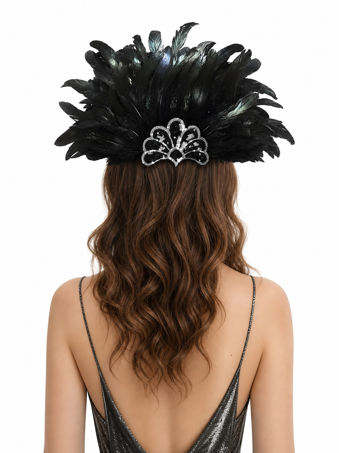 Carnival feather and sequin headpiece