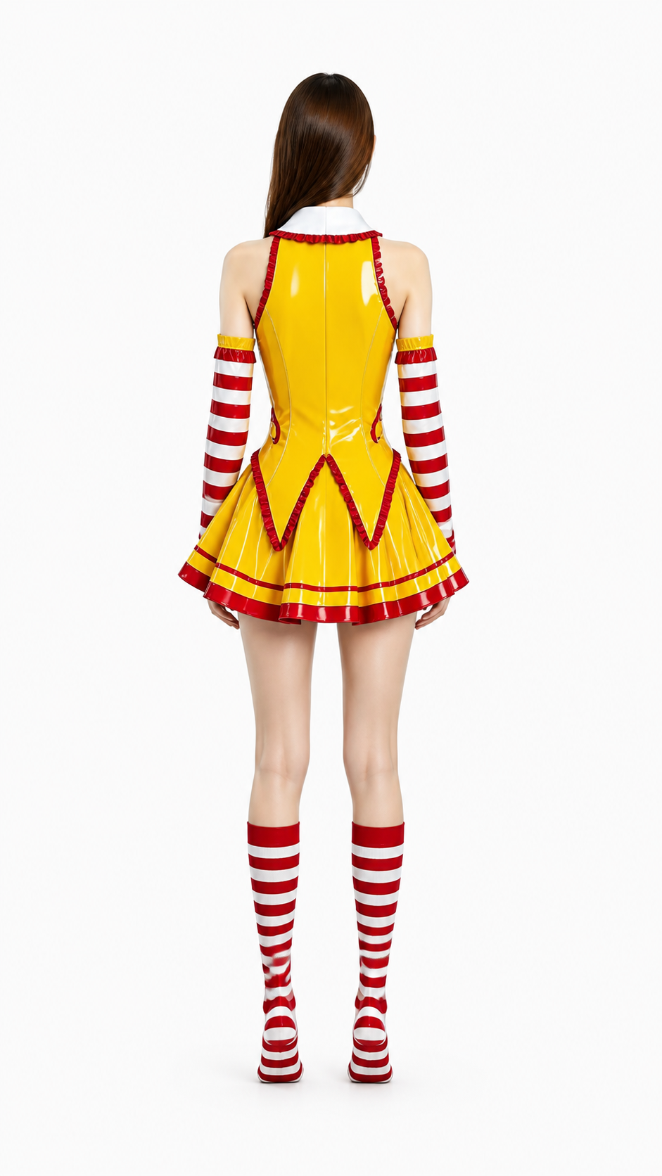 Cosplay Dress with White Collar and Red Tie back view