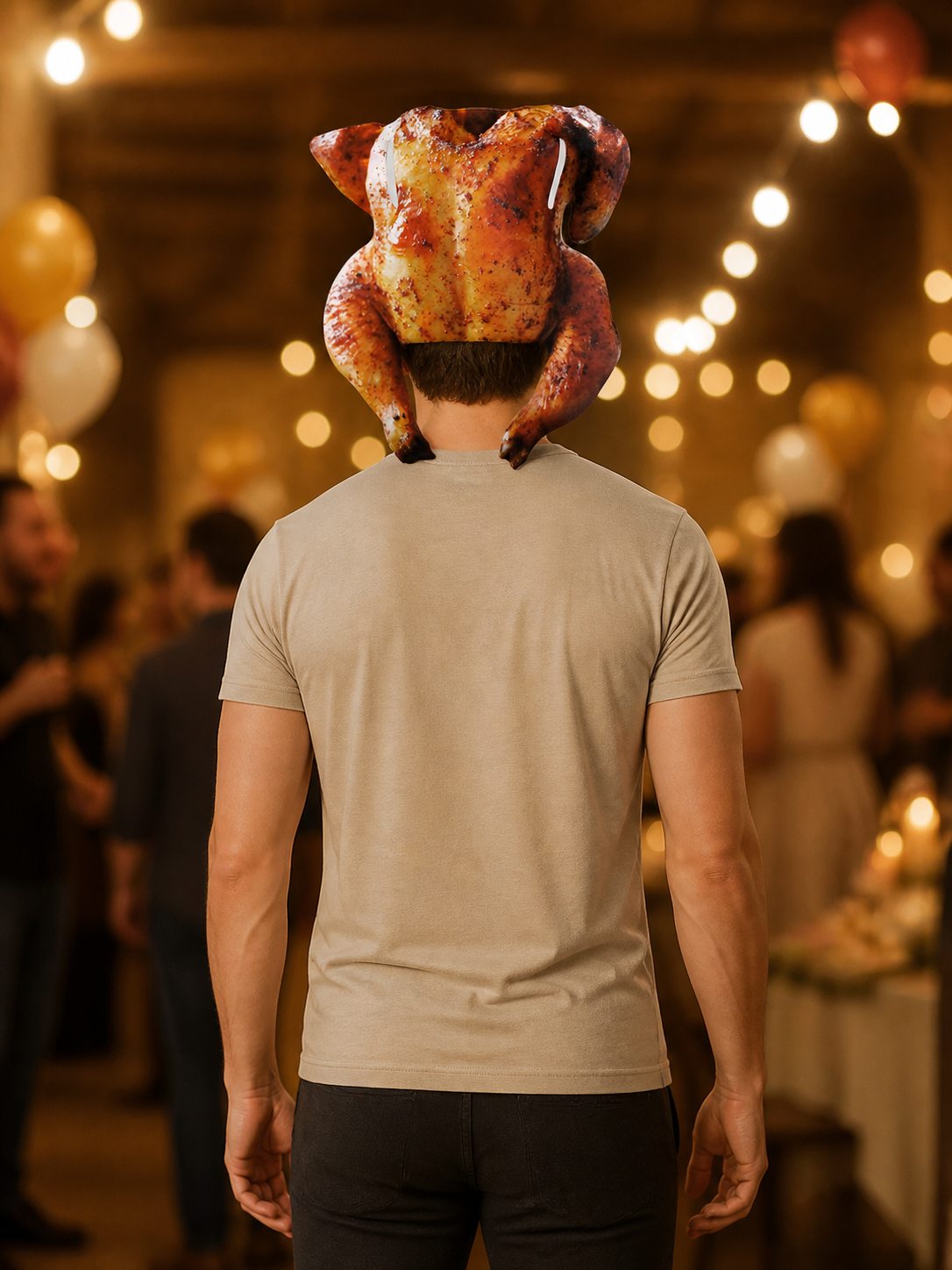 Carnival Mask in the Shape of Fried Chicken back view