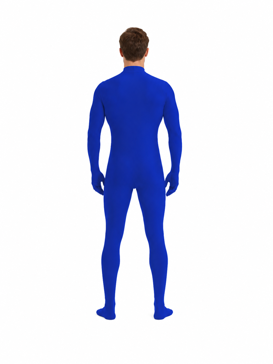 Royal Blue Halloween Jumpsuit with Covered Hands and Feet back view