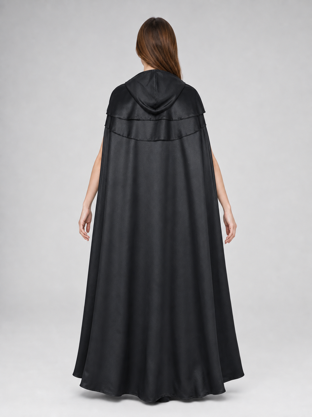 Black Hooded Cloak with Necklace