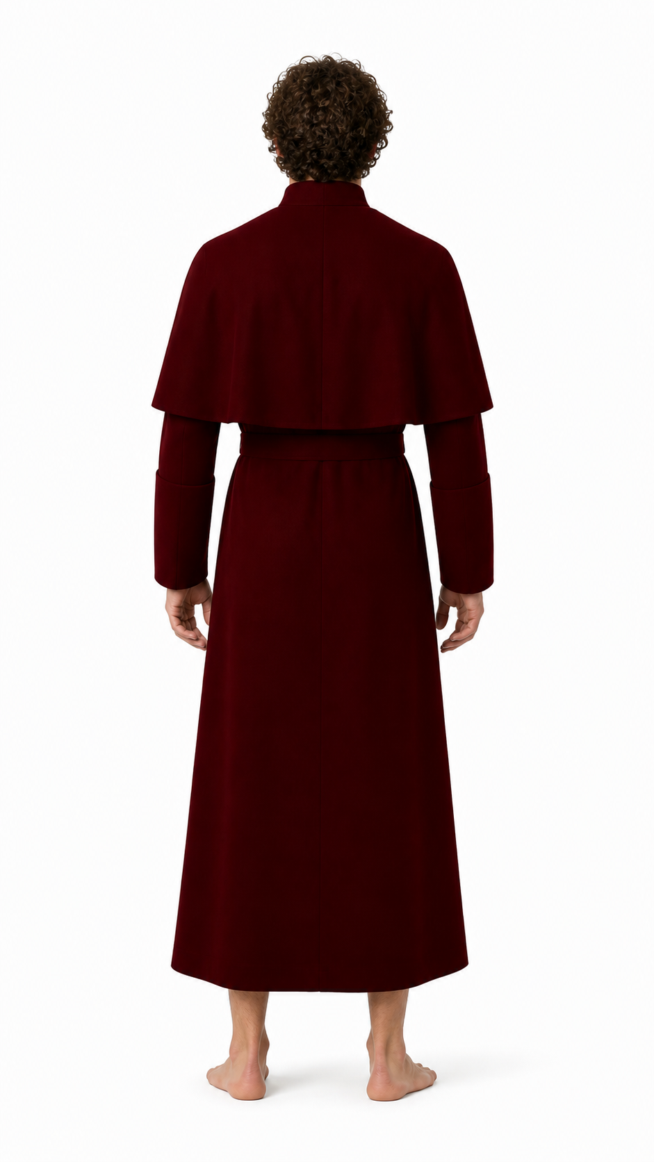 Burgundy Button-Front Capelet Dress for Cosplay