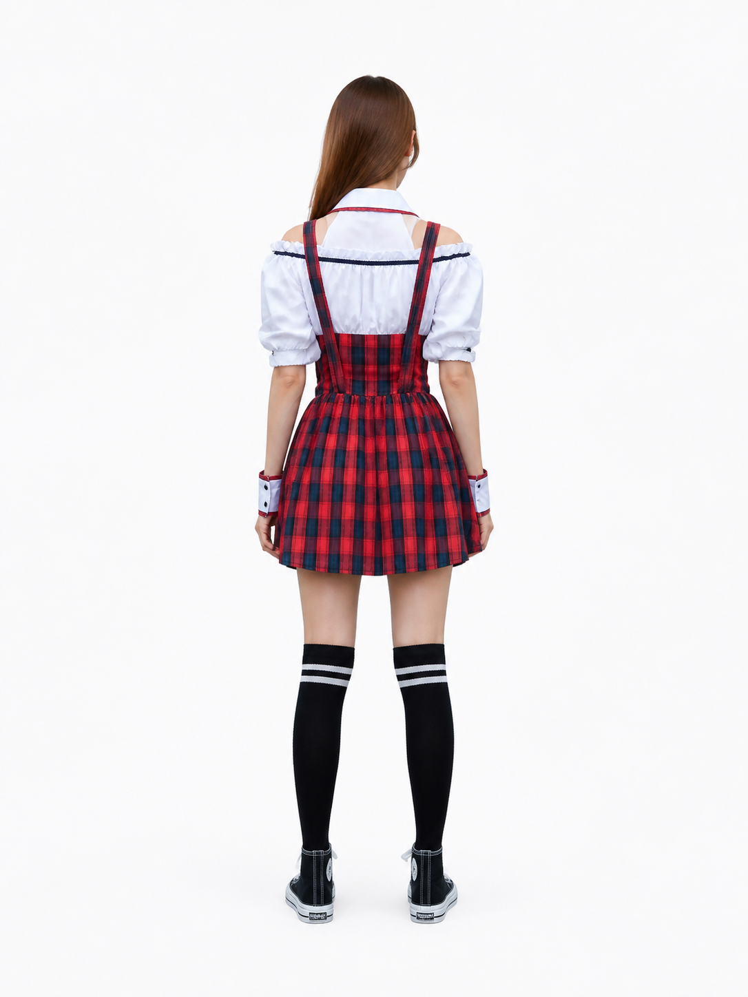 Stage Costume with Tie, Pleats, and Emblem back view