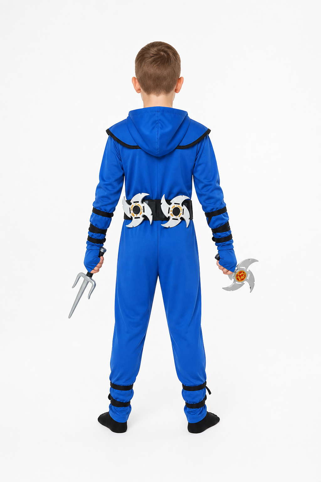 Blue Children's Ninja Costume for Halloween with Mask and Weapons