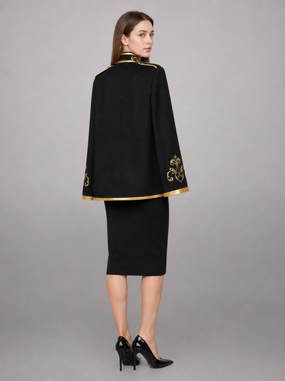 Black Carnival Jacket with Gold Trim and Embroidery