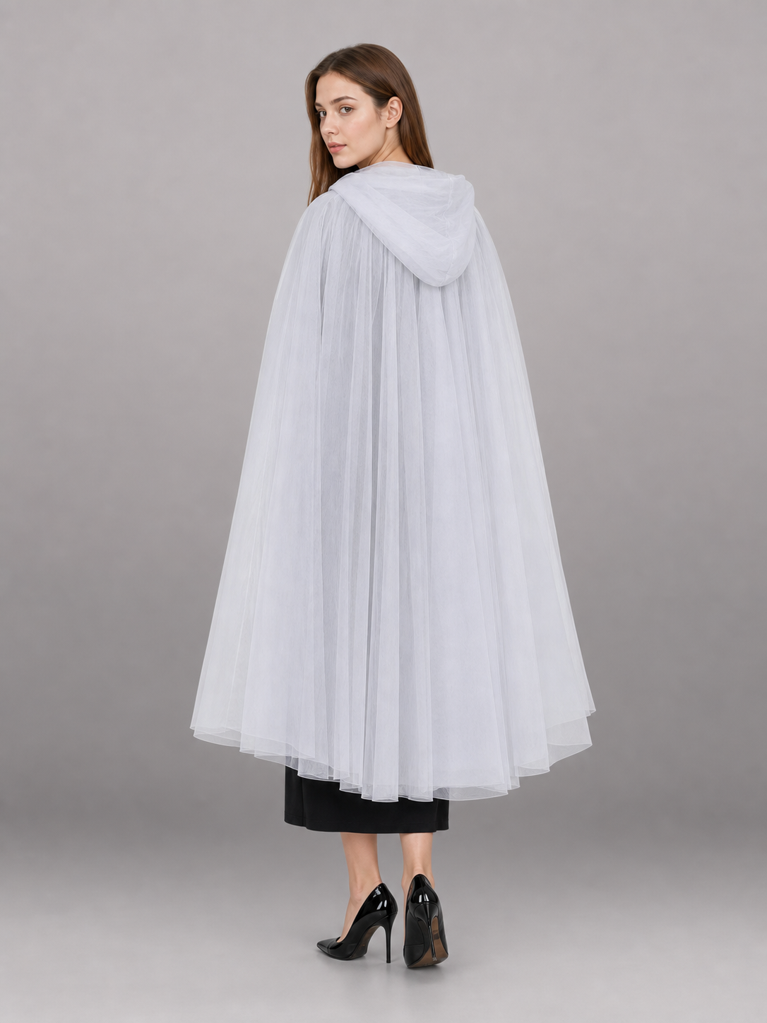Long White Hooded Carnival Cloak