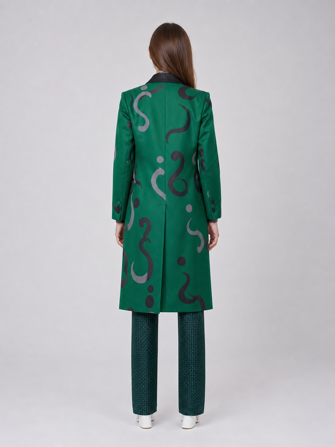 The Riddler Cosplay Costume: Green Coat and Pants
