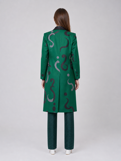 The Riddler Cosplay Costume: Green Coat and Pants