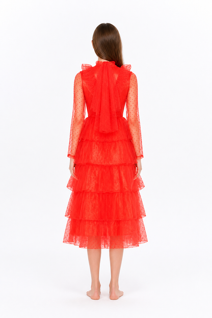 Lydia Cosplay Dress with Red Veil back view