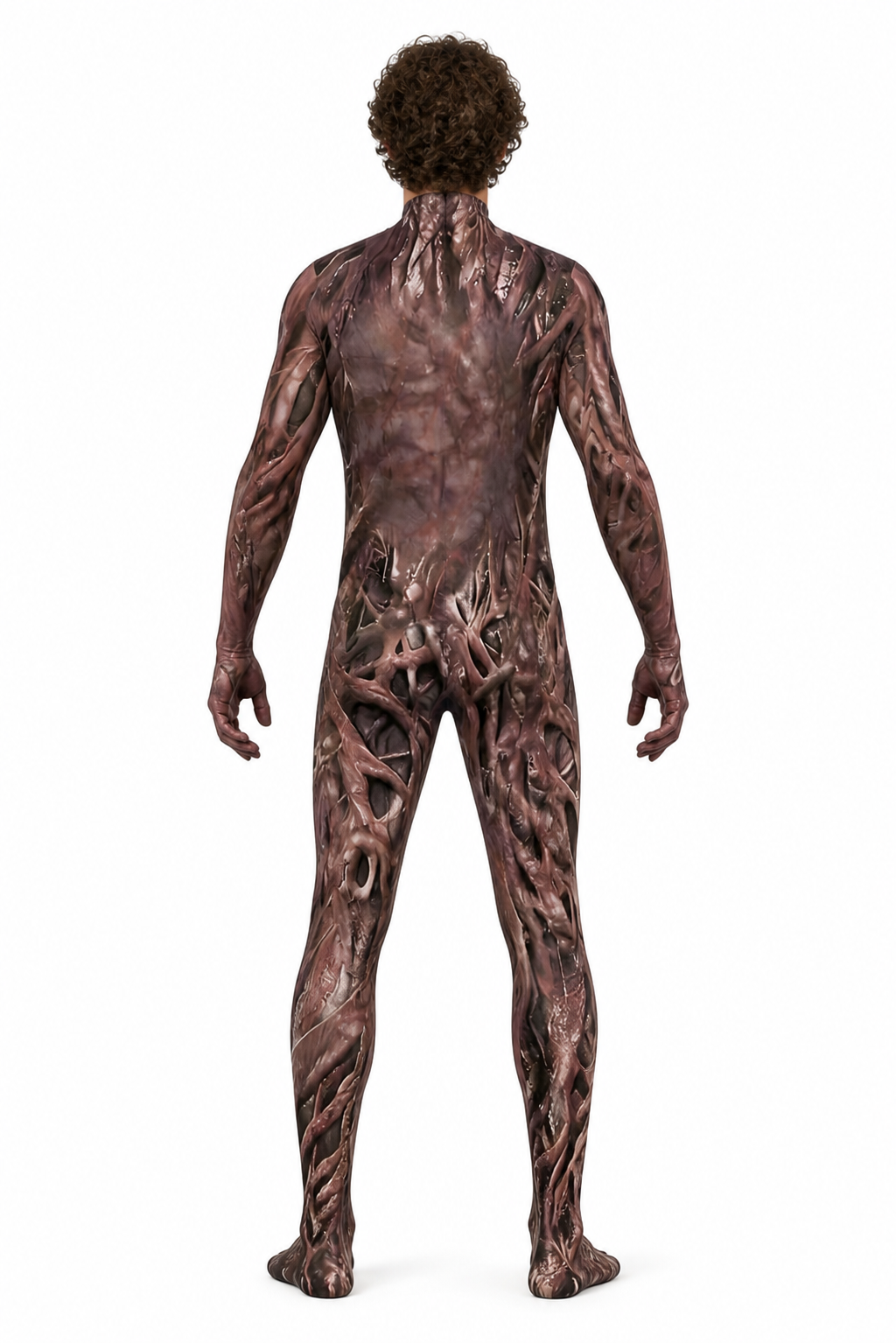 Halloween zombie costume with mask and claws back view