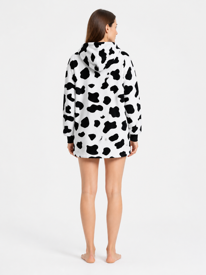 Cow Print Hooded Carnival Costume back view