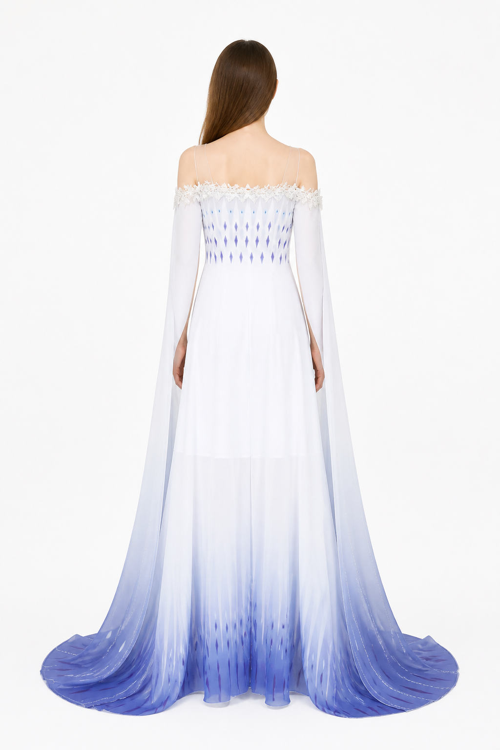 Elsa Gradient Dress with Train for Halloween back view
