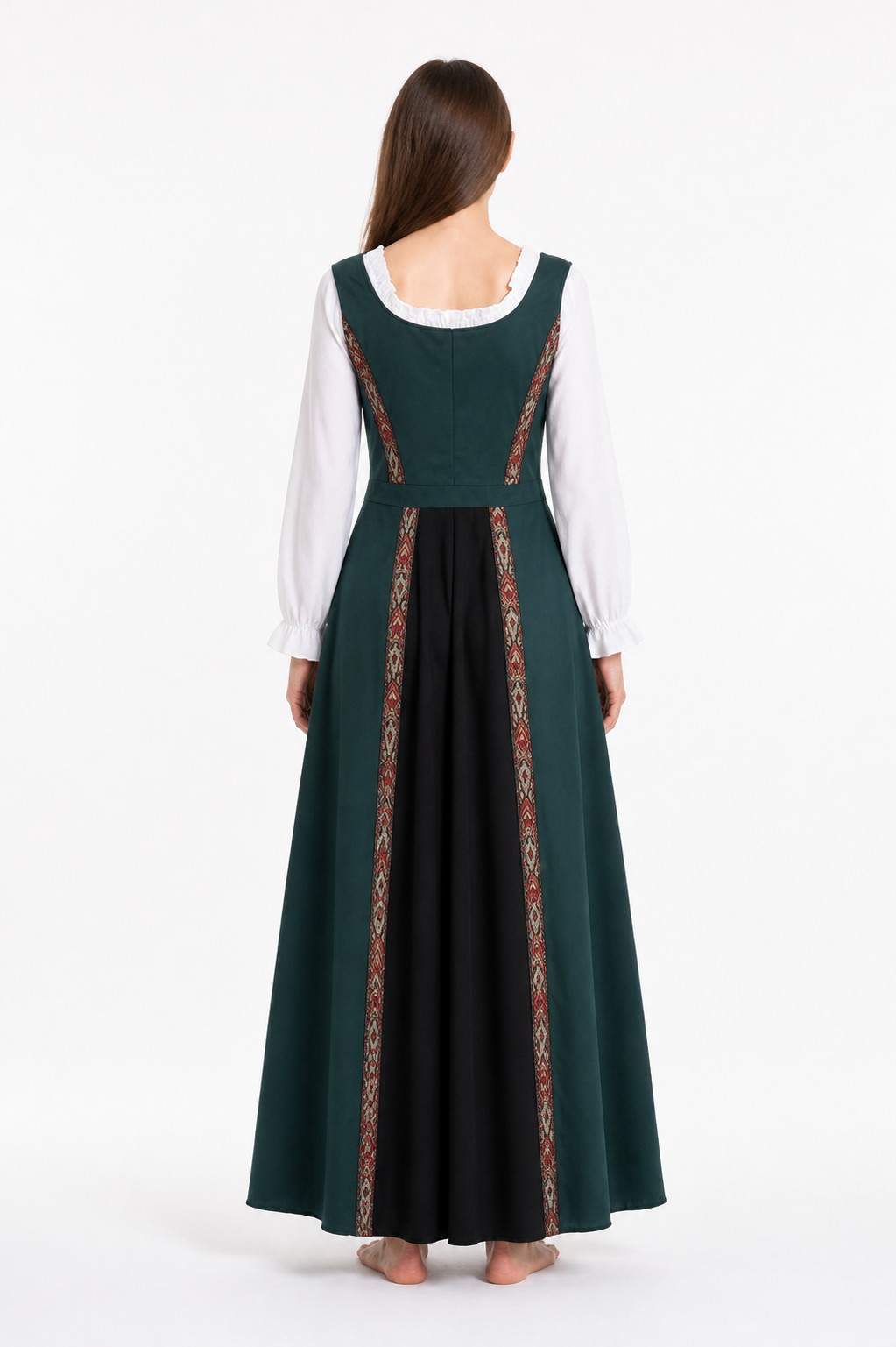 Gothic Lace-Up Dress with a Full Skirt for Cosplay back view