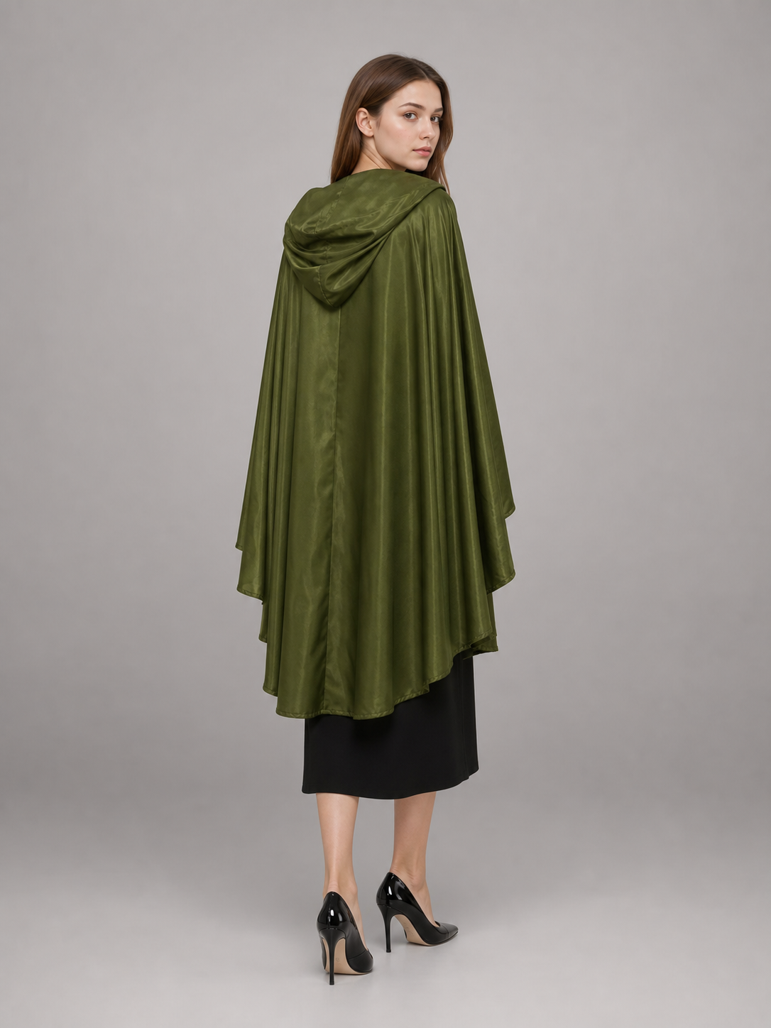 Green Costume Cloak with a Large Hood
