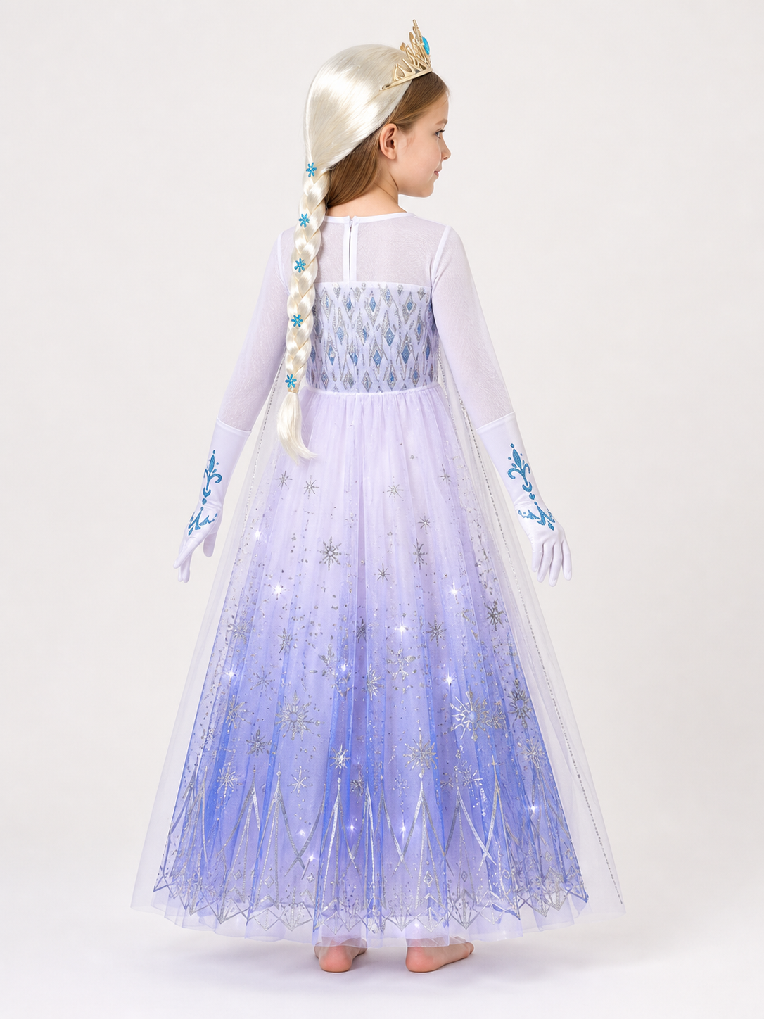 Snow Queen Costume with LEDs back view