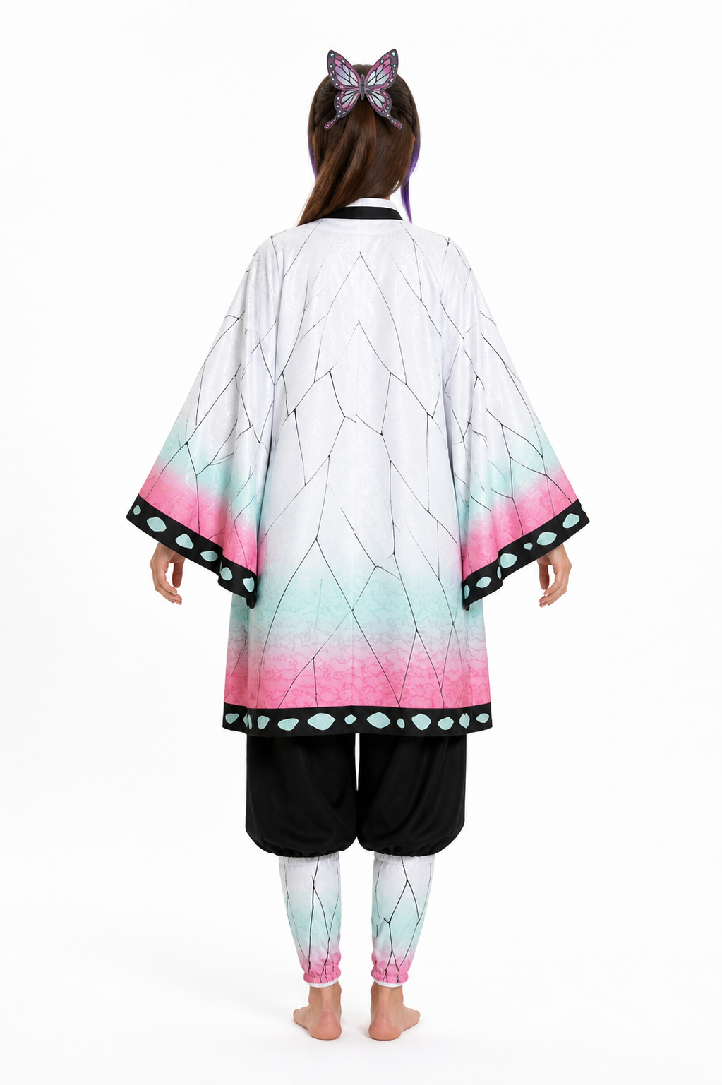 Halloween Butterfly Wing Cape and Wig back view