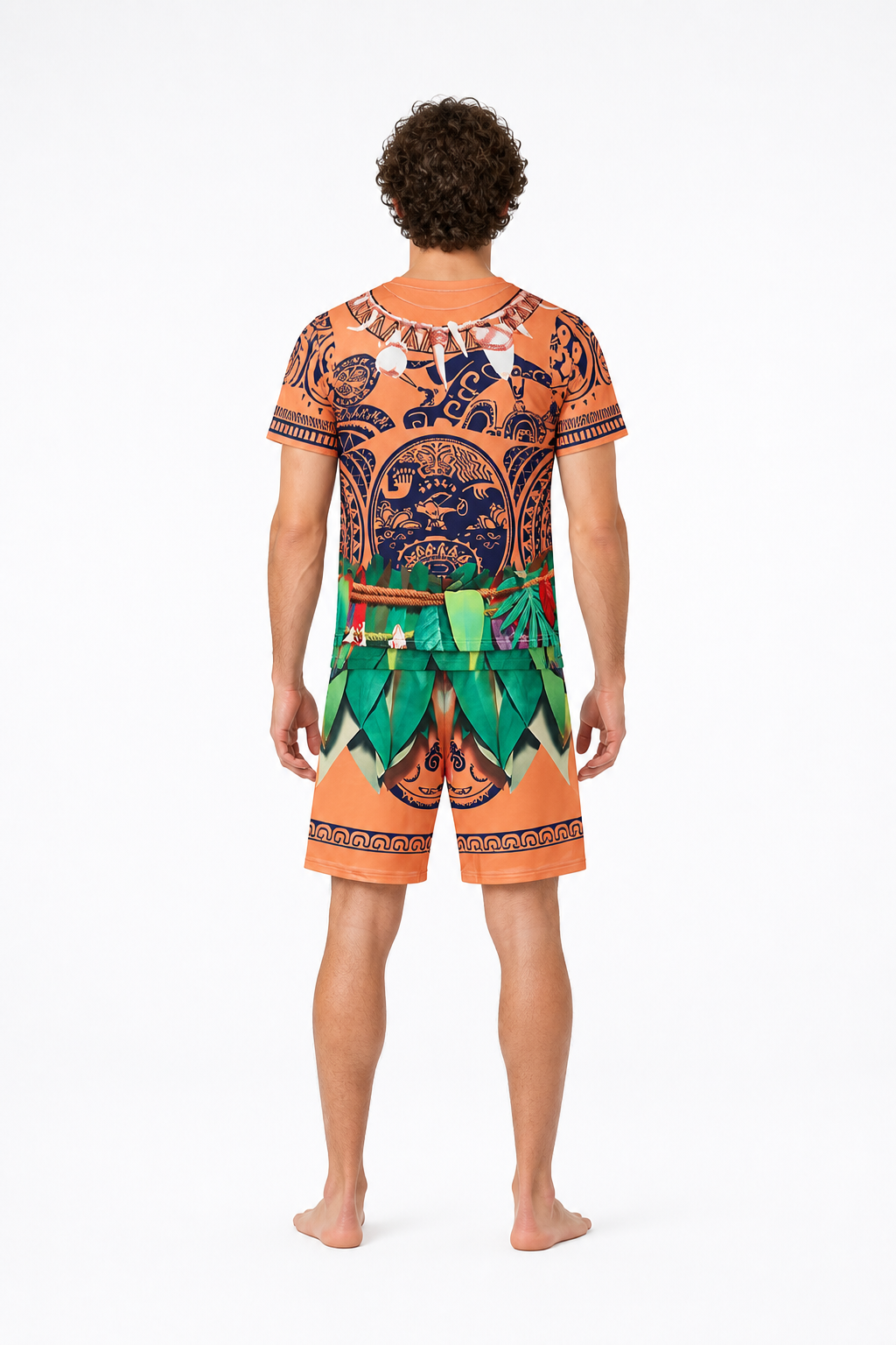 Kids' Moana Maui Costume, T-Shirt and Shorts back view