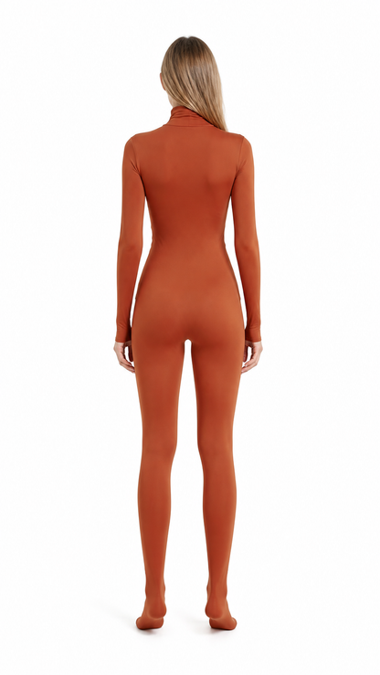 Jumpsuit with a High Collar and Covered Hands and Feet