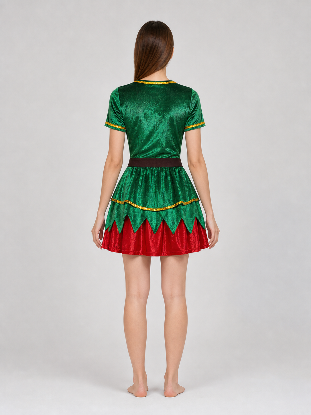 Christmas Elf Costume: Top, Skirt, Hat, and Belt