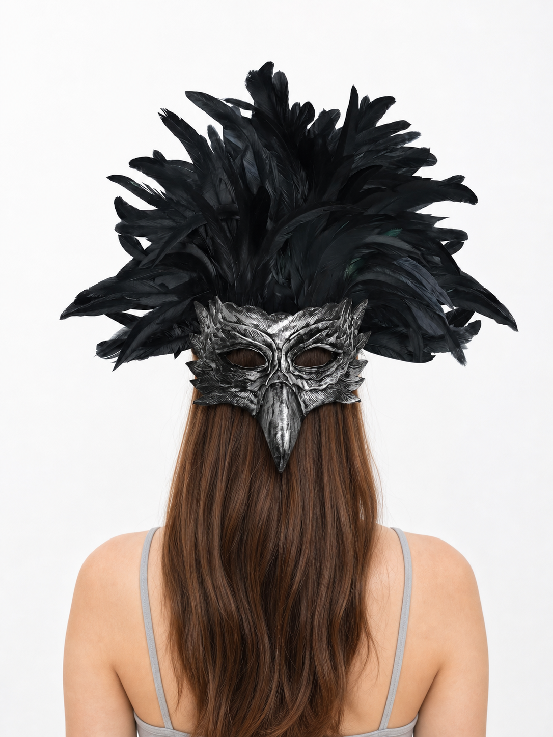 Carnival Eagle Mask with Black Feathers