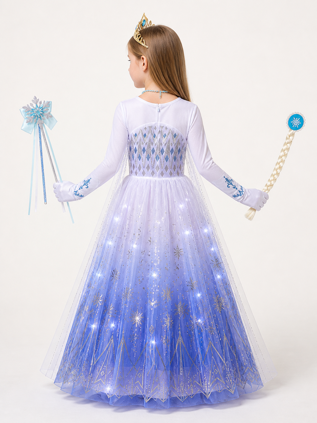 Snow Queen Costume with LED Lights back view