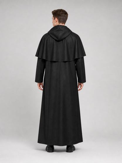 Zombie Costume: Long Black Hooded Cloak