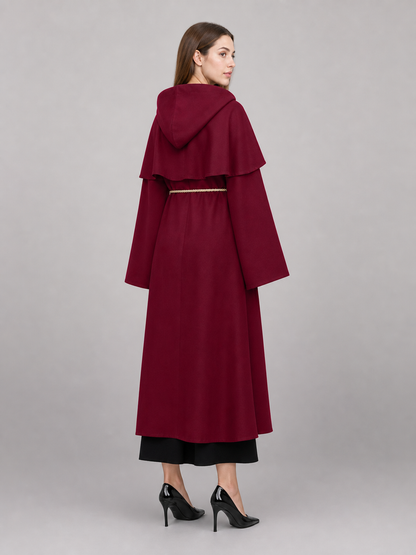 Burgundy Hooded Carnival Cloak for Cosplay