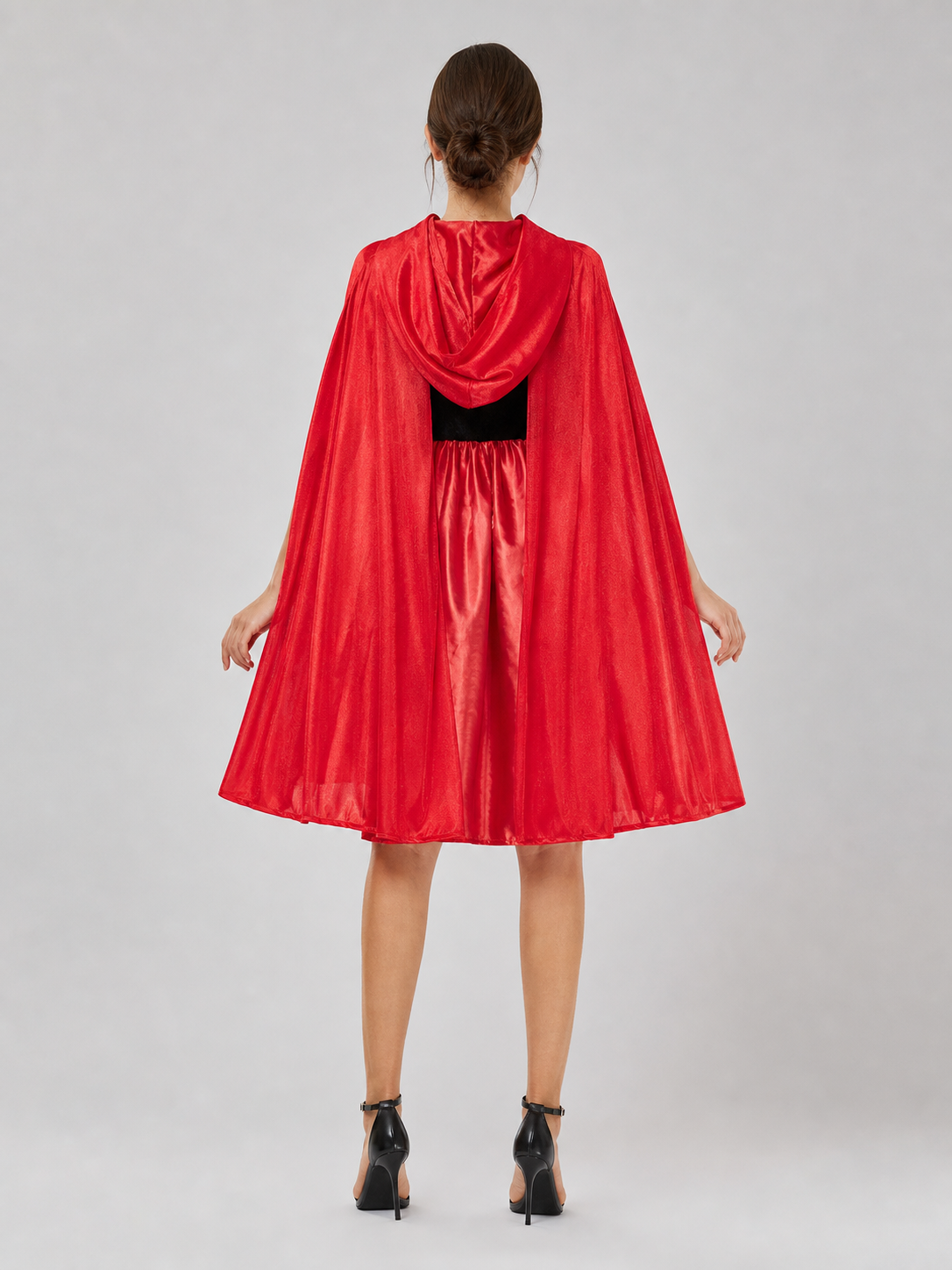 Little Red Riding Hood Costume: Hooded Dress and Cape back view