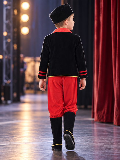 Children’s stage costume with shoes and headwear back view