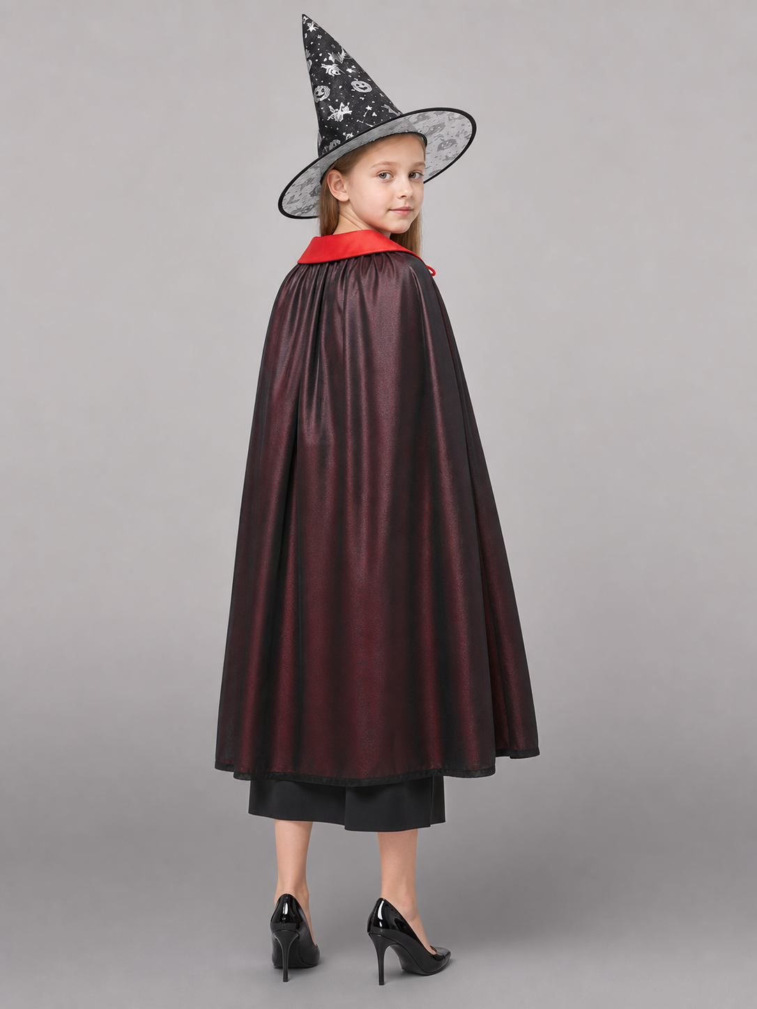 Black and Red Carnival Cloak with Hat and Hook