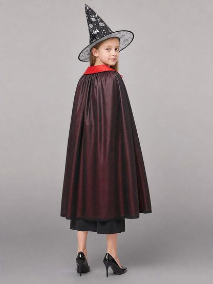 Black and Red Carnival Cloak with Hat and Hook