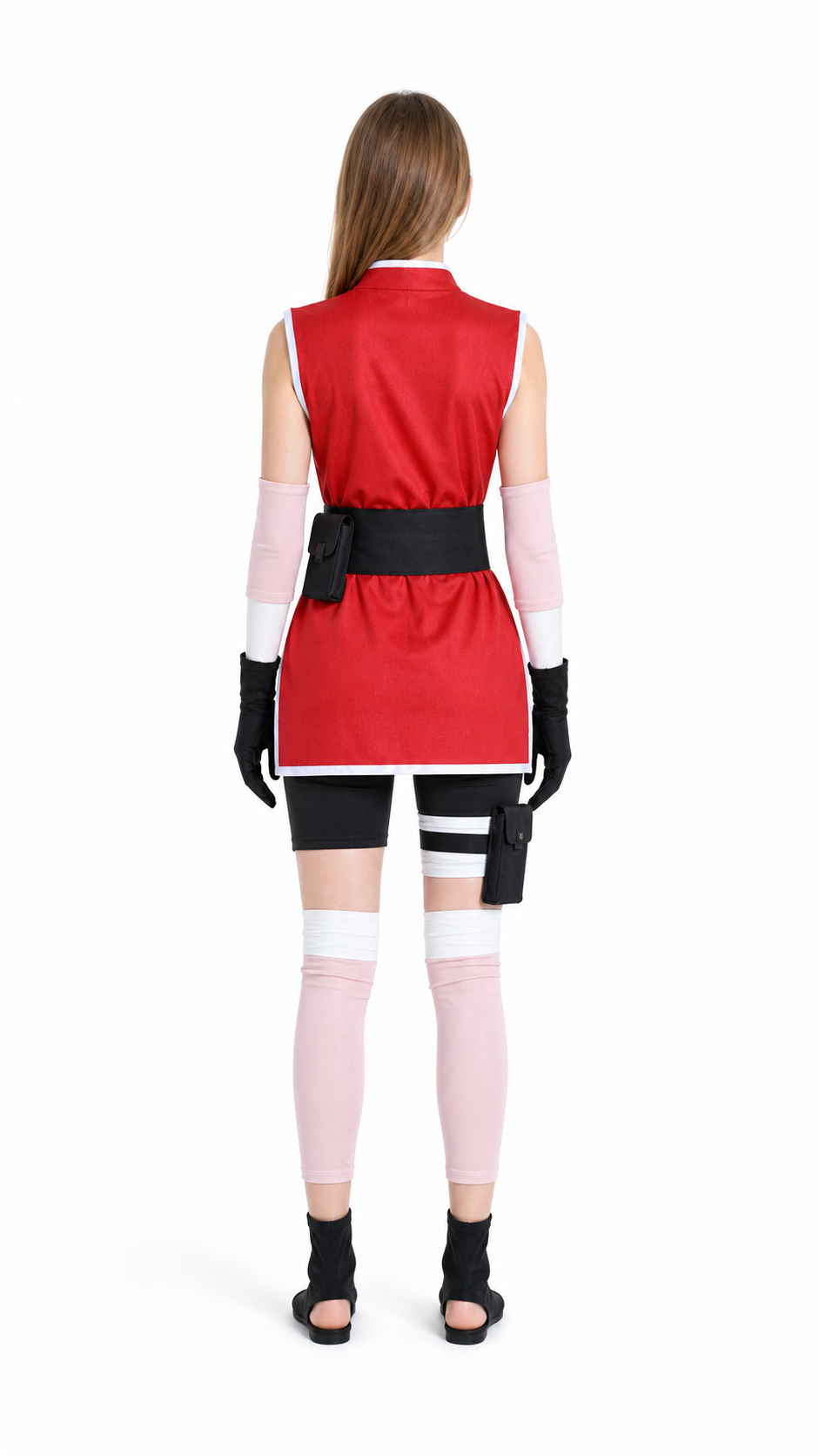 Sakura Red Cosplay Costume with Accessories back view