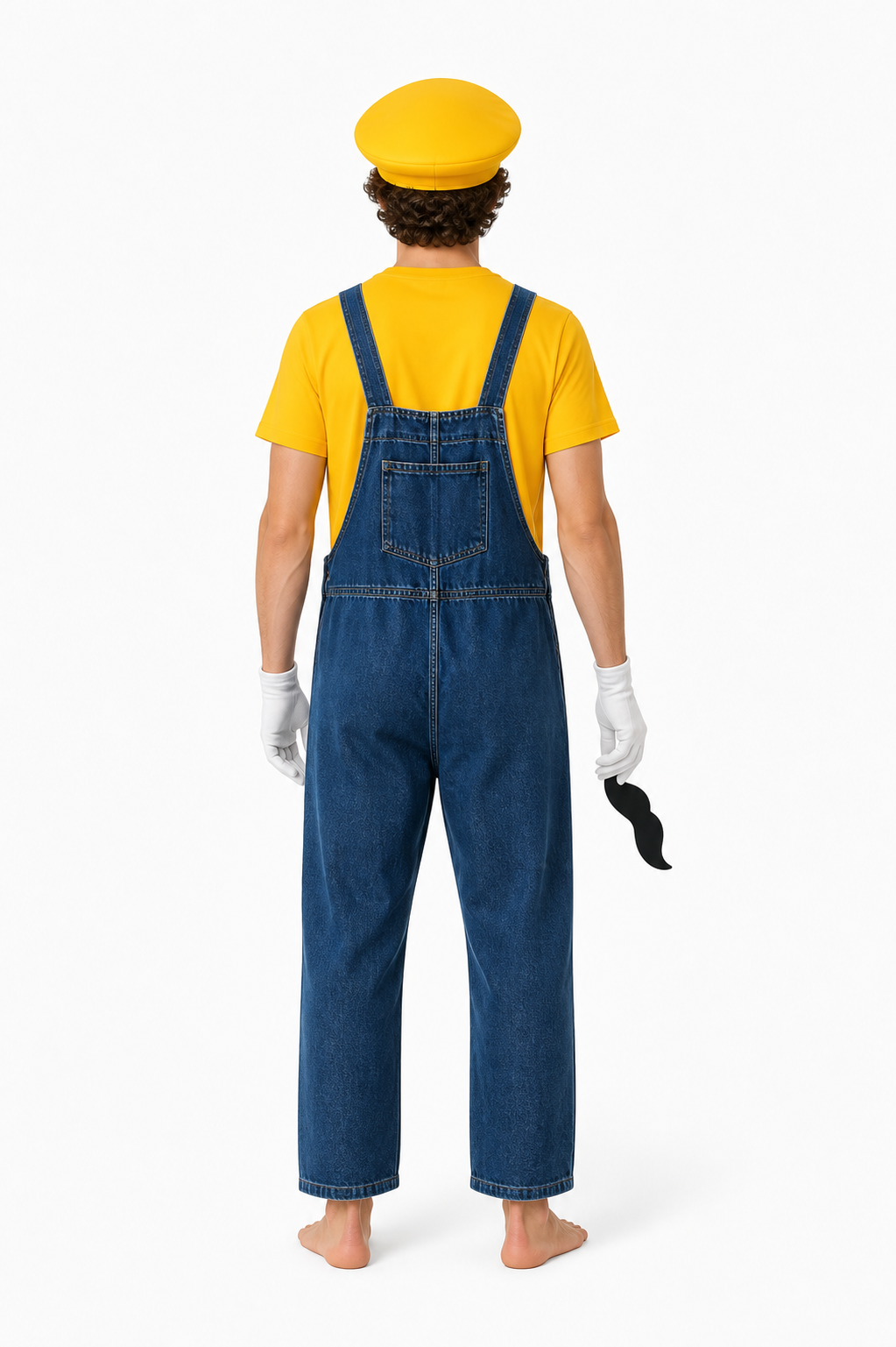 Mario Costume with T-Shirt and Bib Overalls back view