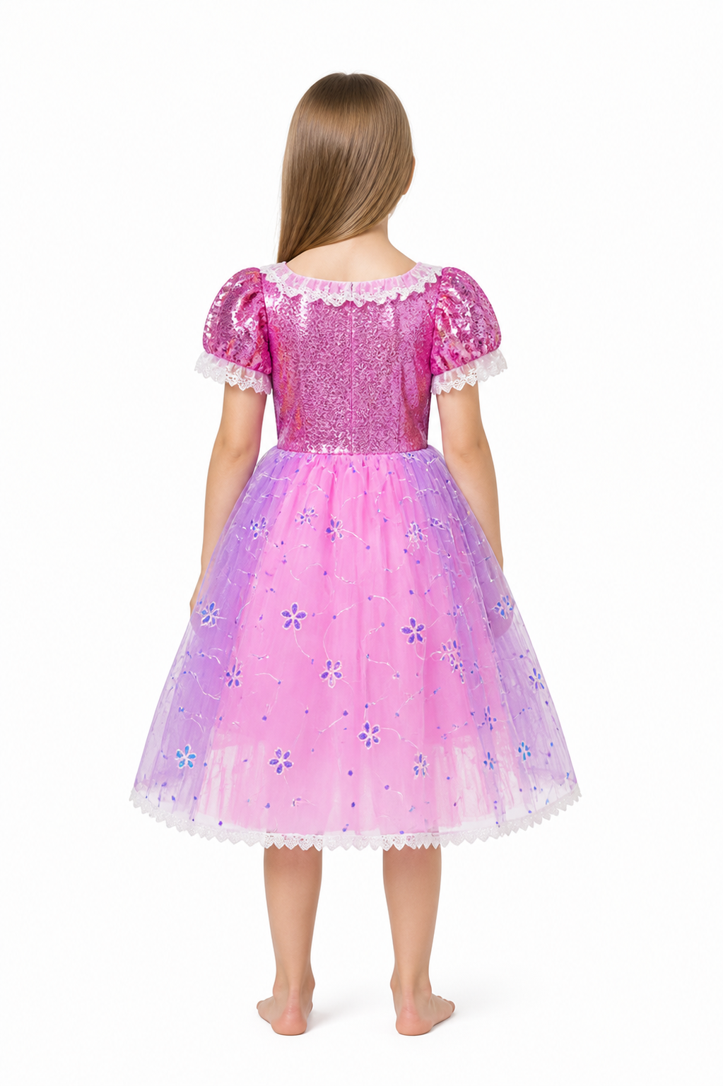Puffy Layered Princess Dress with Sequins back view