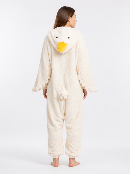Plush White Goose Carnival Costume with Wings back view