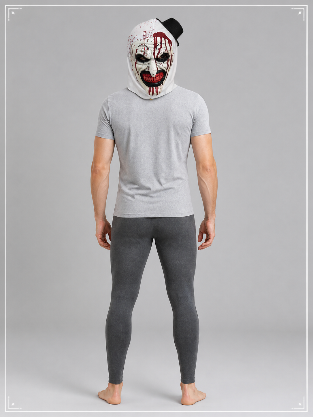 Halloween Clown Mask with Red Teeth and Blood back view
