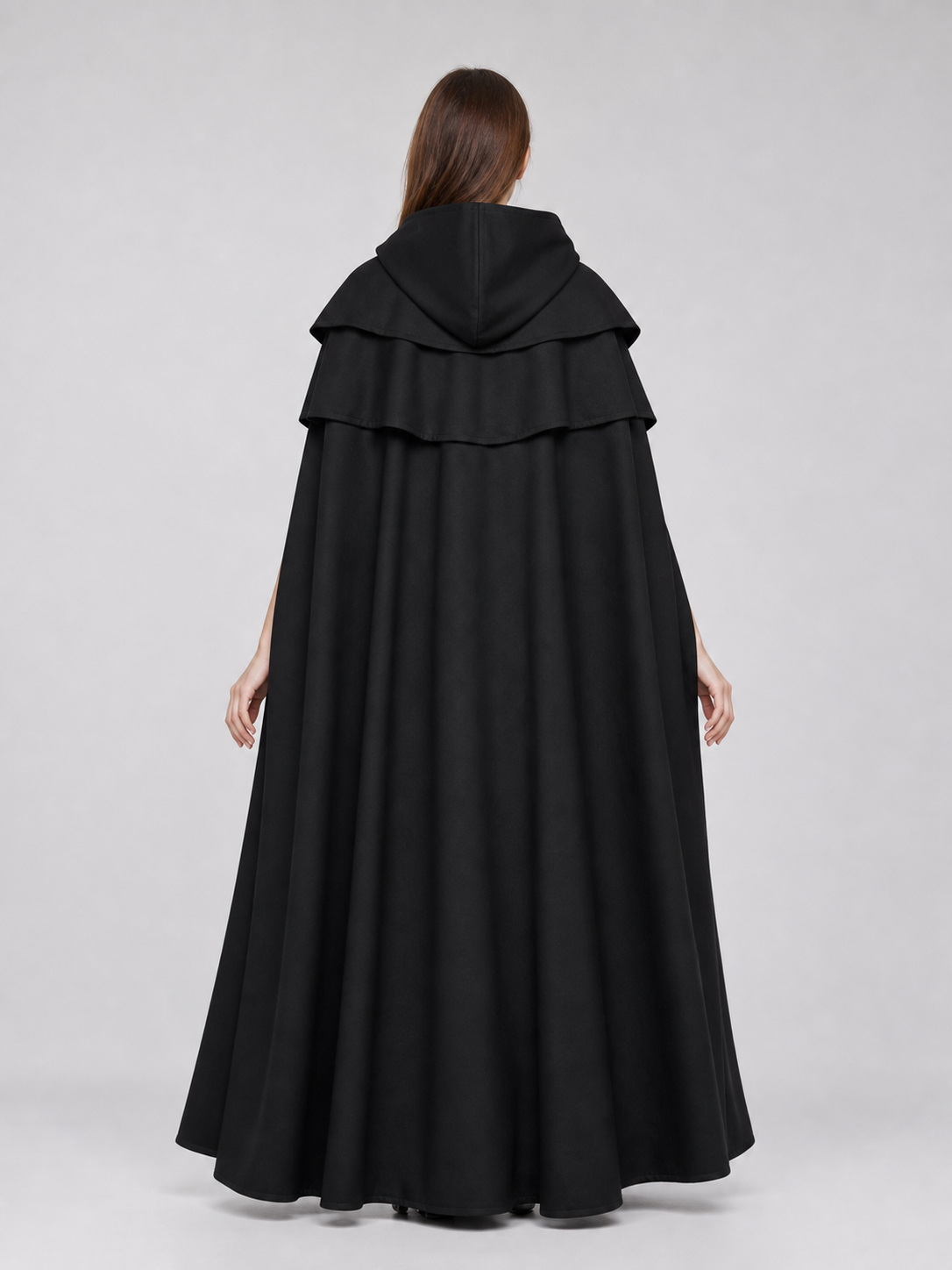 Black Gothic Hooded Cloak in Medieval Style
