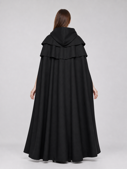 Black Gothic Hooded Cloak in Medieval Style