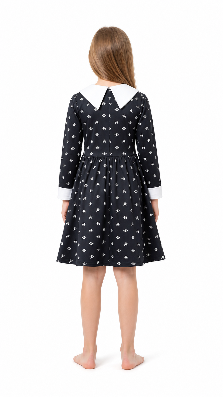 Children's Halloween Dress with Skull Print back view